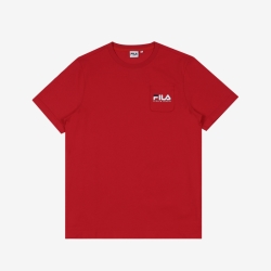 Fila Small Logo Pocket - Miesten Poolopaita - TummanPunainen | FI-24316